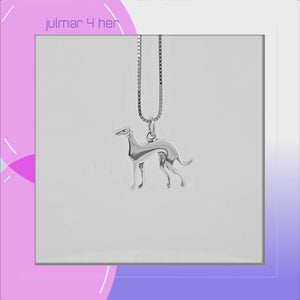 Greyhound Dog Sterling Silver Pendant viewed in 3d rotation