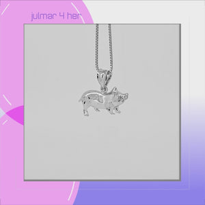 Pig Sterling Silver Pendant viewed in 3d rotation