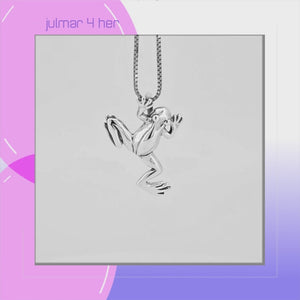 Frog – Climbing - Sterling Silver Pendant viewed in 3d rotation