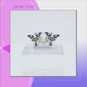 Luna Moth stud Earrings in Sterling Silver viewed in 3d rotation