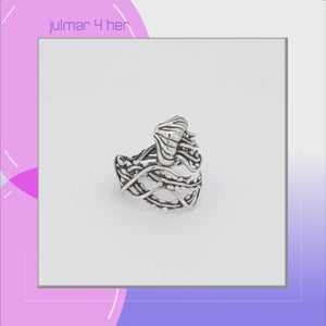 Jellyfish Sterling Silver adjustable Ring viewed in 3d rotation