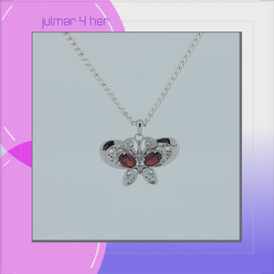 Butterfly Sterling Silver Pendant with Garnet viewed in 3d rotation