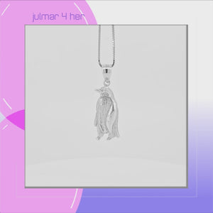 Penguin Sterling Silver Pendant viewed in 3d rotation
