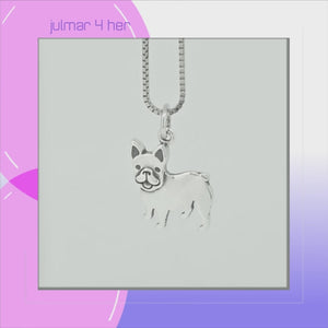 French Bulldog Sterling Silver Pendant viewed in 3d rotation