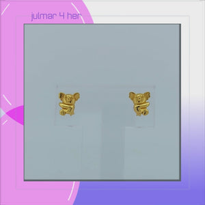 Koala Sterling Silver Earrings with Yellow Gold overlay viewed in 3d rotation