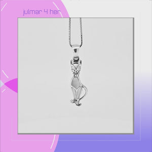 Cat Sterling Silver & Mother of Pearl Pendant viewed in 3d rotation