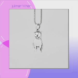 Pitbull Terrier Sterling Silver Pendant viewed in 3d rotation