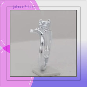 Pussy Cat Sterling Silver adjustable Ring viewed in 3d rotation
