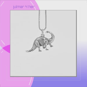 Brontosaurus Dinosaur Sterling Silver Pendant viewed in 3d rotation