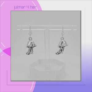 Jellyfish Sterling Silver dangle Earrings viewed in 3d rotation