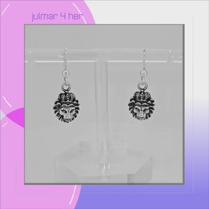 Lion King Sterling Silver dangle Earrings viewed in 3d rotation