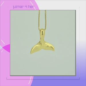 Whale Tail 18kt Gold Vermeil over Sterling Silver Pendant viewed in 3d rotation