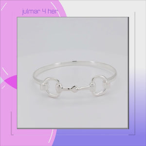 Snaffle Bit solid Sterling Silver Bangle viewed in 3d rotation