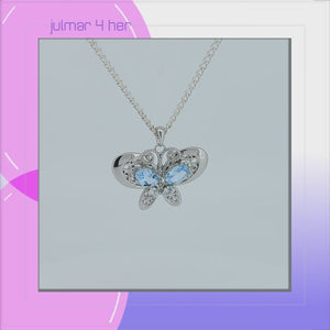 Butterfly Sterling Silver Pendant with Blue Topaz viewed in 3d rotation