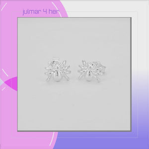 Spider Sterling Silver stud Earrings viewed in 3d rotation