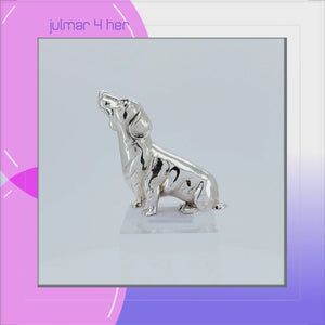 Dachshund Sterling Silver Pin viewed in 3d rotation