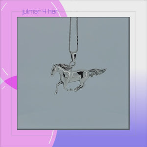 Running Horse Pendant in Sterling Silver viewed in 3d rotation
