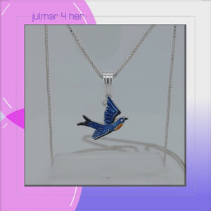 Bluebird Sterling Silver Pendant with Enamels viewed in 3d rotation