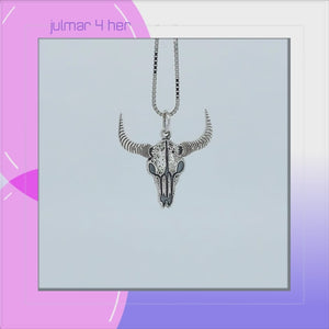 Bull Head Sterling Silver Pendant viewed in 3d rotation