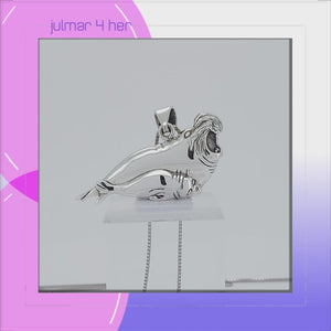 Sea Lion Mother & Pup Sterling Silver Pendant viewed in 3d rotation