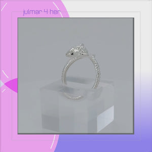 Fish Sterling Silver adjustable Ring viewed in 3d rotation
