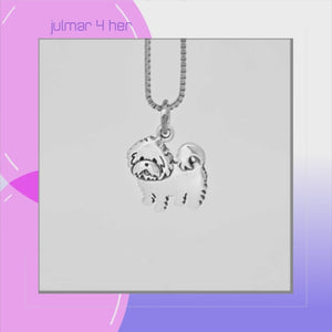 Maltese Terrier Sterling Silver Charm Pendant viewed in 3d rotation