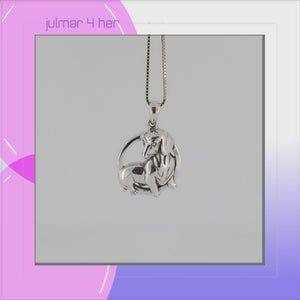 Dachshund Sterling Silver Pendant viewed in 3d rotation