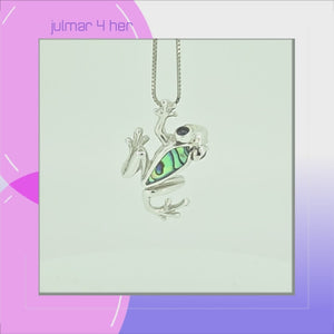 Frog Sterling Silver Pendant with Abalone shell viewed in 3d rotation