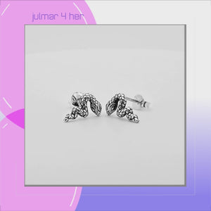 Snake Sterling Silver drop Earrings viewed  in 3d rotation