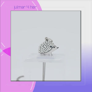 Hedgehog Sterling Silver Charm Pendant viewed in 3d rotation