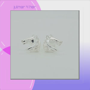 Horse Head Sterling Silver Earrings viewed in 3d rotation