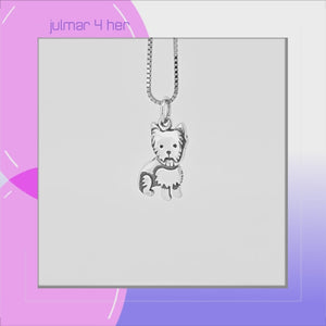 Yorkshire Terrier Sterling Silver Pendant viewed in 3d rotation