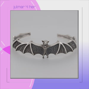 Bat Sterling Silver Cuff viewed in 3d rotation