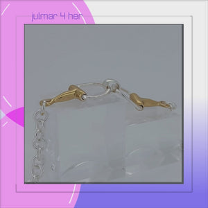 Snaffle Bit Sterling Silver Bracelet with 14kt Gold Accents viewed in 3d rotation