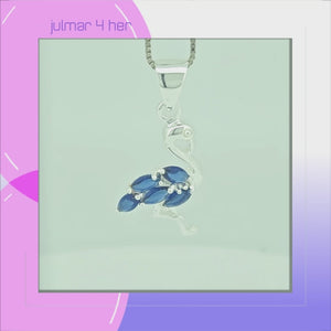Flamingo Sterling Silver with Blue Cubic Zirconia Pendant viewed in 3d rotation
