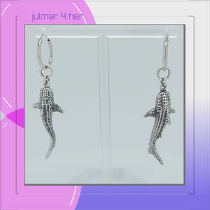 Whale Shark Sterling Silver hoop Earrings viewed in 3d rotation