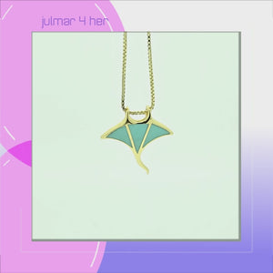 Manta Ray 18kt Gold Vermeil and Turquoise Pendant viewed in 3d rotation