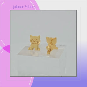 Cat Sterling Silver with 18k Gold stud Earrings viewed in 3d rotation