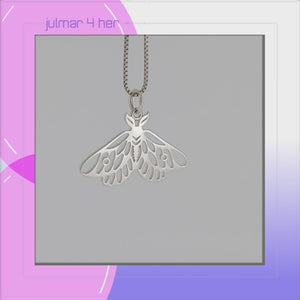 Moth Sterling Silver Pendant viewed in 3d rotation