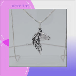 Horse Head Sterling Silver Pendant viewed in 3d rotation