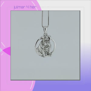 Bulldog Sterling Silver Pendant viewed in 3d rotation