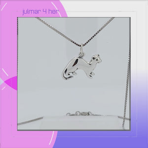 Ferret Sterling Silver Charm Pendant viewed in 3d rotation