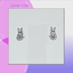Fox Sterling Silver stud Earrings viewed in 3d rotation