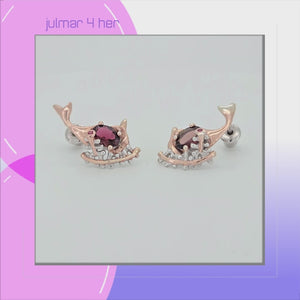 Whale Sterling Silver with Tourmaline and Sapphire plated with 22K Rose Gold and Rhodium viewed in 3d rotation
