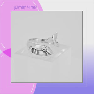 Whale Sterling Silver adjustable Ring viewed in 3d rotation