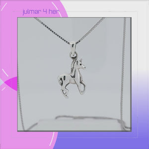Unicorn Pony Sterling Silver Pendant viewed in 3d rotation