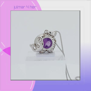 Elephant Sterling Silver Pendant with Amethyst viewed in 3d rotation