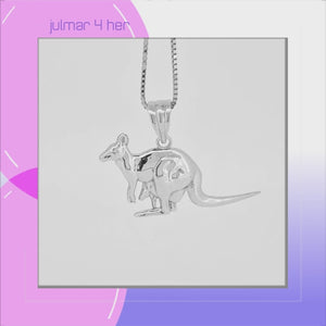 Kangaroo with Joey Sterling Silver Pendant