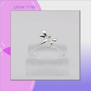Dragonfly Sterling Silver adjustable Ring viewed in 3d rotation