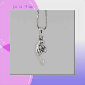 Dugong Mother & Calf Sterling Silver Pendant viewed in 3d rotation